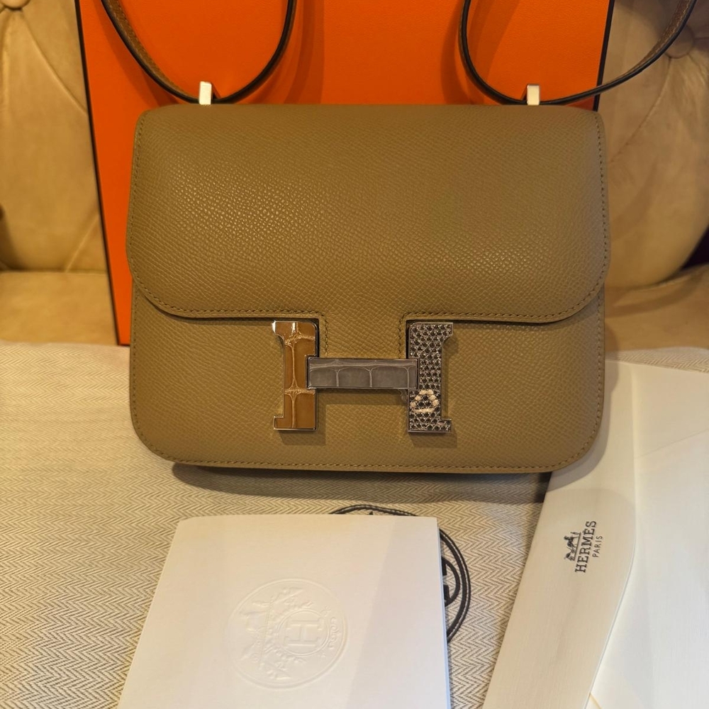NEW Hermes Constance 18 Epsom Nata Aligator Lizard Limited Edition Bag